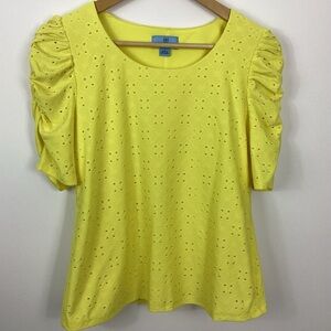 CeCe Eyelet Puffed Sleeves Blouse Size Small